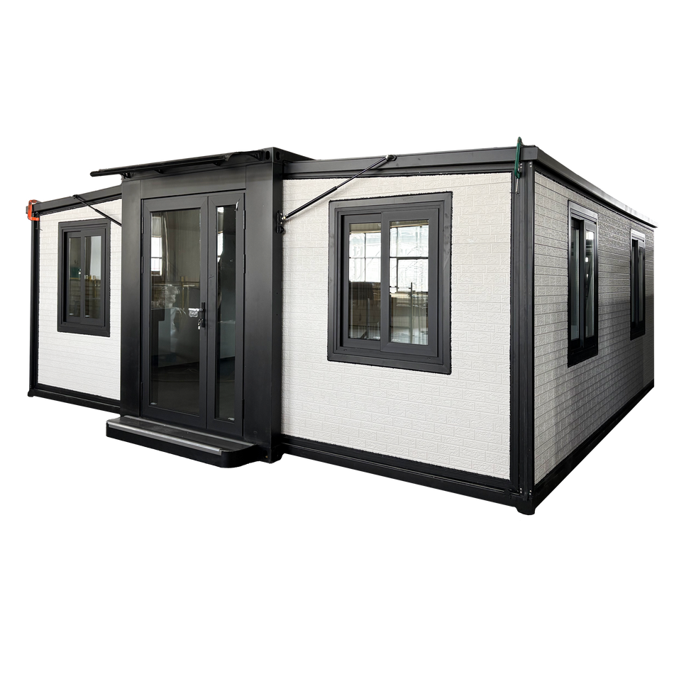 Bastone Mobile Expandable Prefab House 19ft x 20ft – White Coarse-Brick