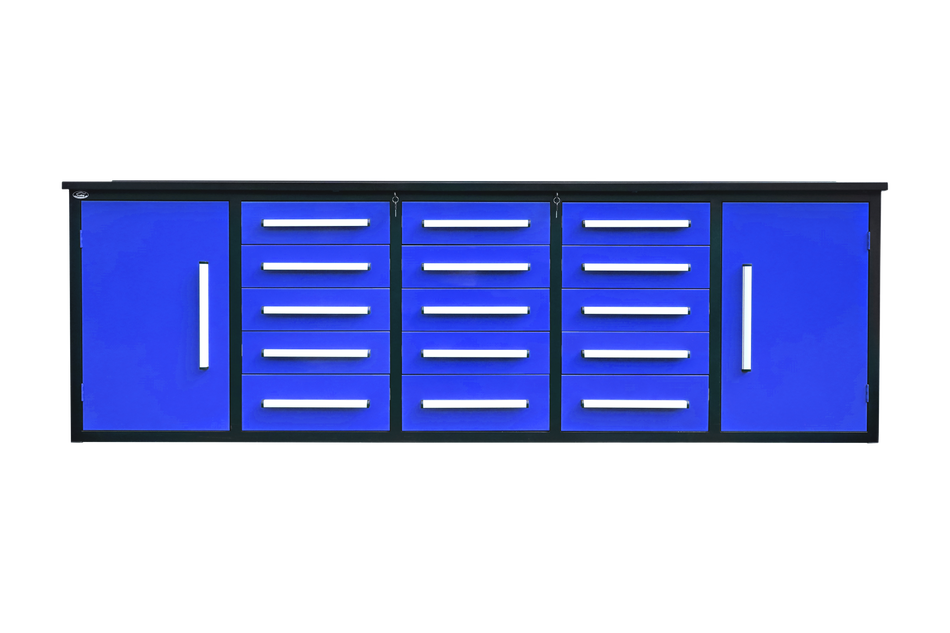 Steelman 10' Garage Cabinet Workbench (15 Drawers & 2 Cabinets)