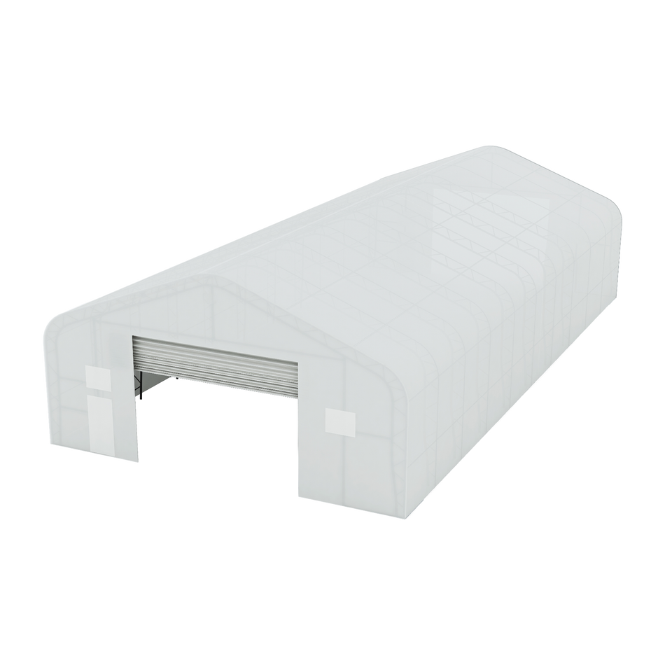 Double Truss Peak M Model Storage Shelter W50'xL100'xH23'