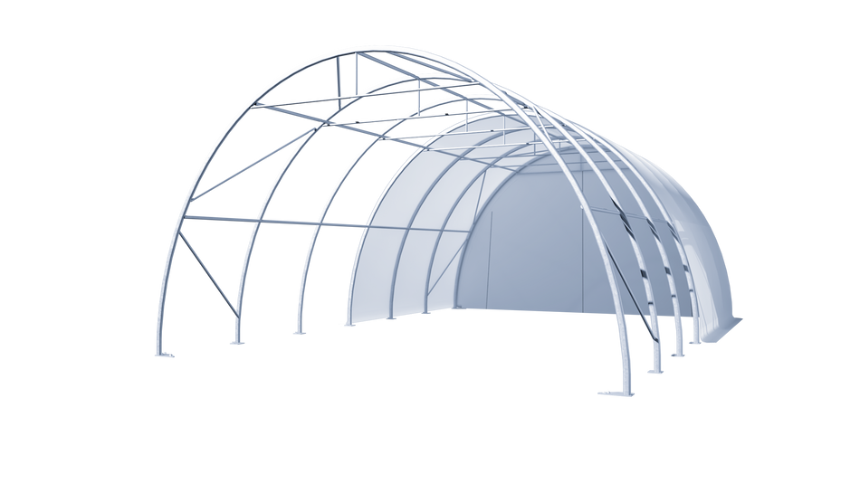 Gold Mountain Single Truss Round Storage Shelter W20'xL20'xH12' - 420g PVC 5ft Arch space