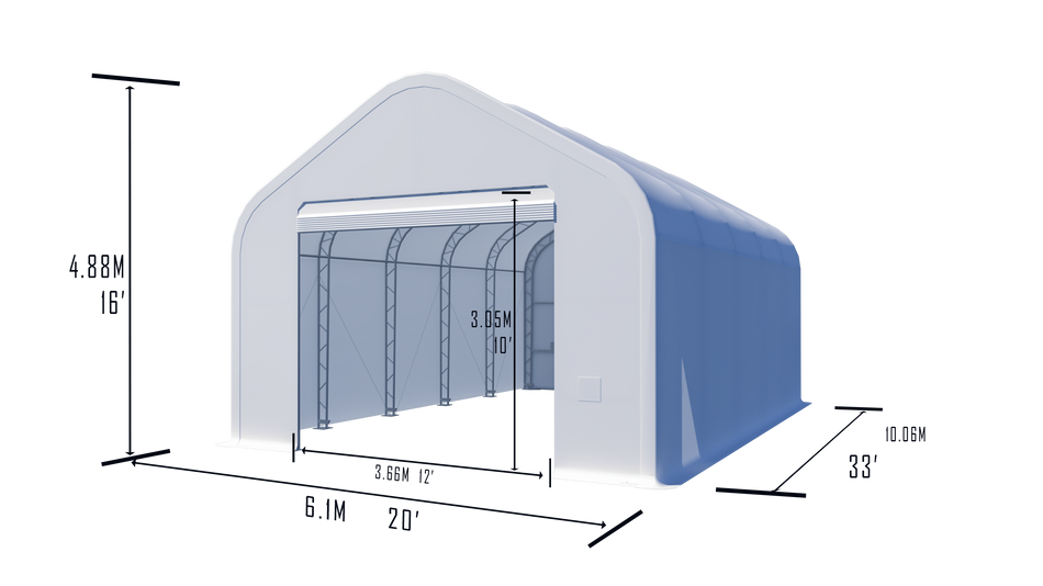 Gold Mountain Double Truss Peak Storage Shelter W20'xL33'xH16'