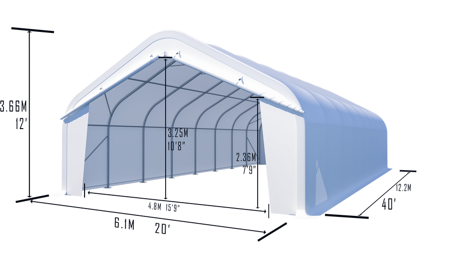 Gold Mountain Single Truss Peak Storage Shelter W20'xL40'xH12'