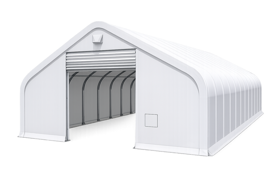 Gold Mountain Single Truss Peak Storage Shelter W30'xL40'xH15' 4FT - 500g PVC