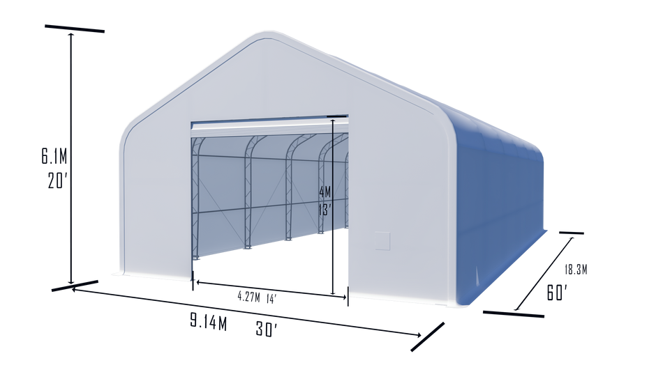 Gold Mountain Double Truss Peak Storage Shelter W30'xL60'xH20'