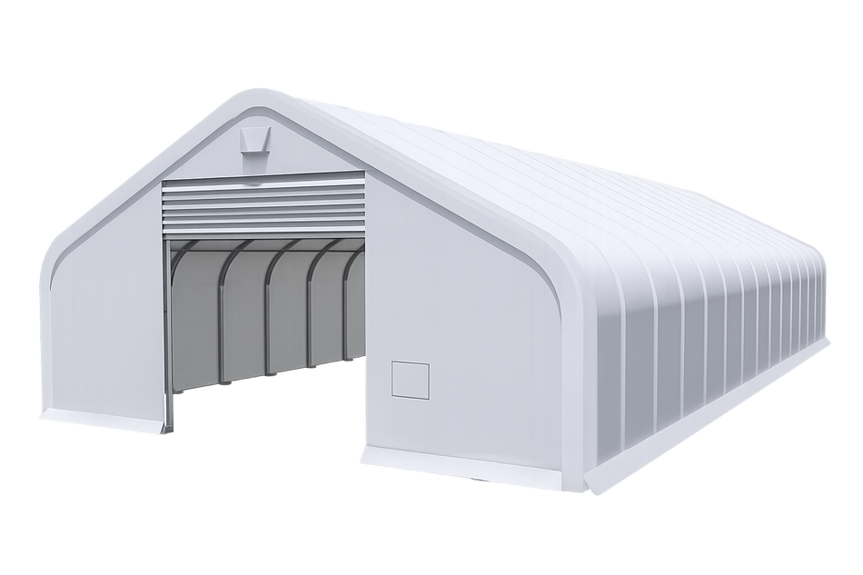 Gold Mountain Single Truss Peak Storage Shelter W30'xL84'xH15' 4FT - 500g PVC