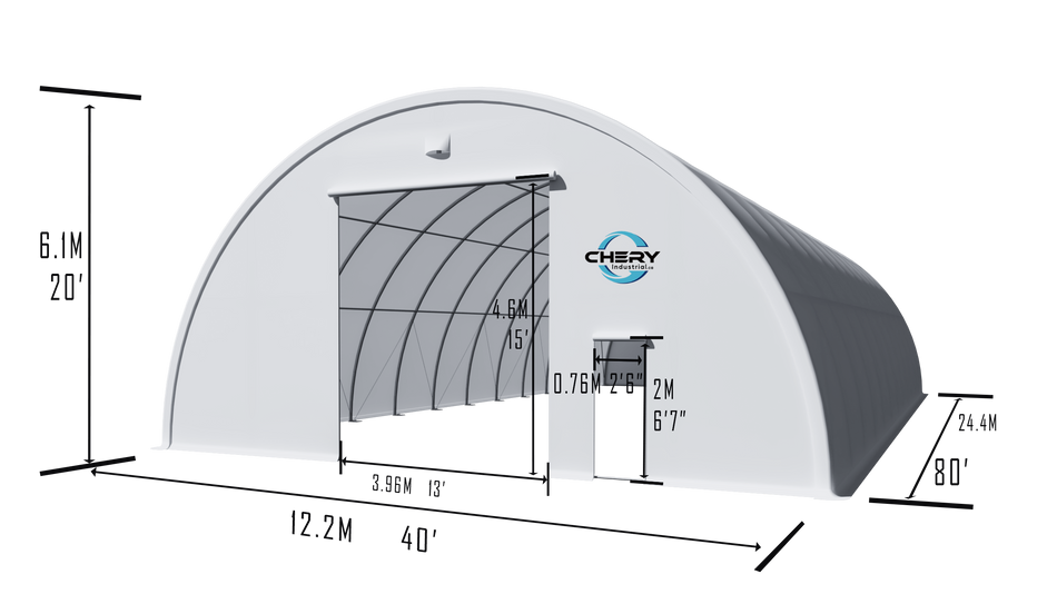 Gold Mountain Single Truss Round Storage Shelter W40'xL80'xH20'