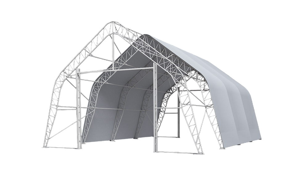 Double Truss Peak M Model Storage Shelter W30'xL40'xH20'