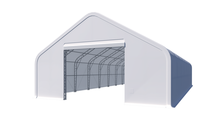 Double Truss Peak M Model Storage Shelter W50'xL80'xH23'