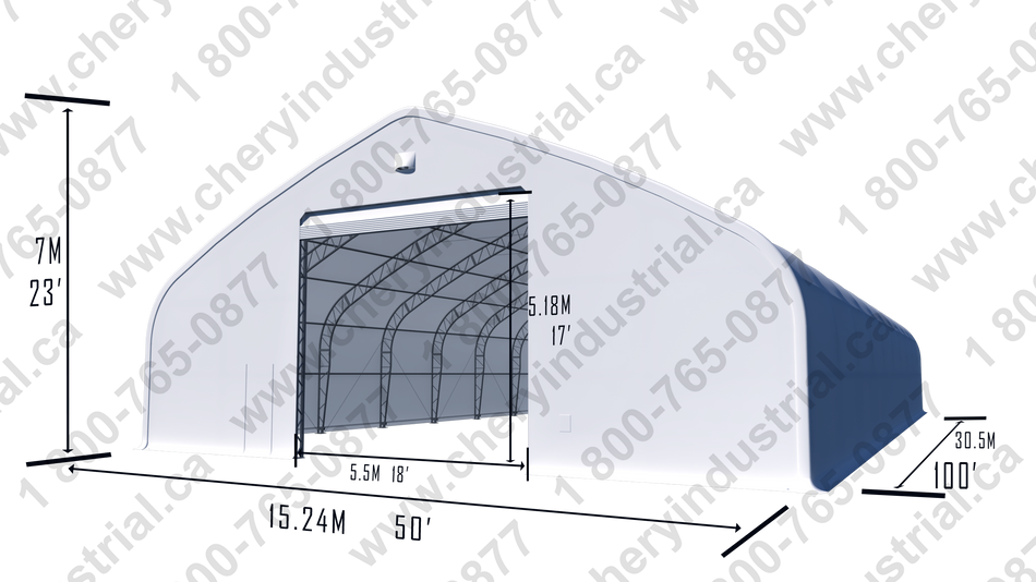 Abri pointu à double ossature Gold Mountain W50'xL100'xH23'