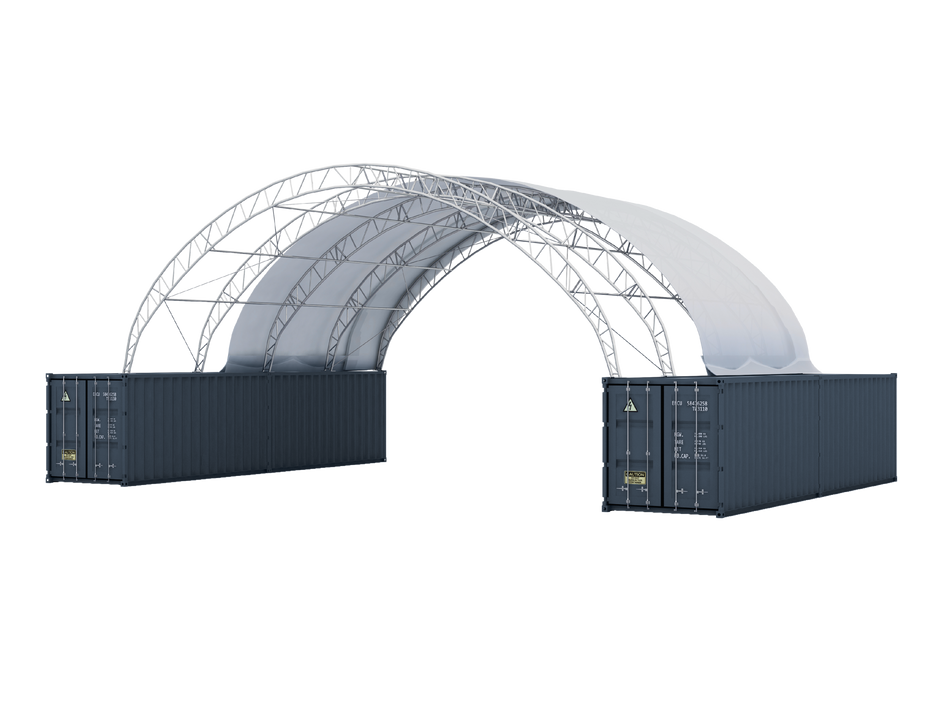 Double Truss Shipping Container Canopy Shelter 50'x40'x17' - Model M