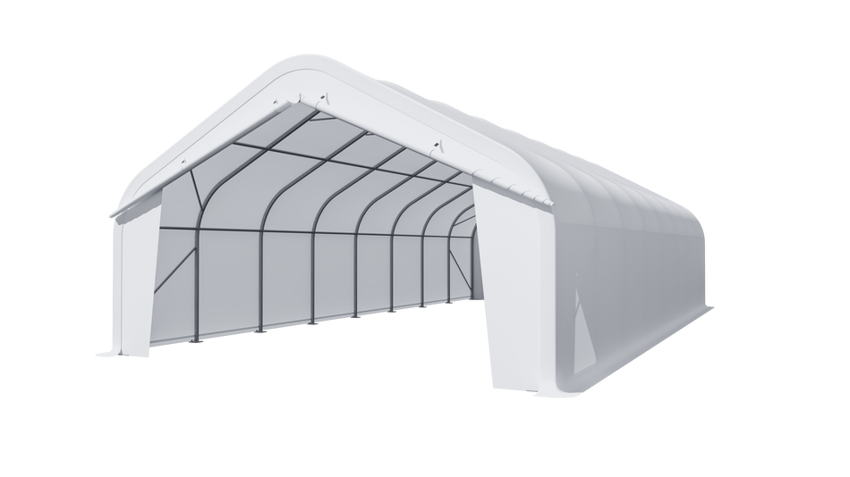 Single Truss Peak M Model Storage Shelter W30'xL64'xH15' - Heavy Duty