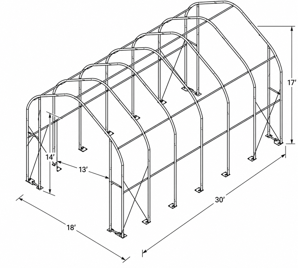 Peak Frame Storage Shelter - W18'xL30'xH17'