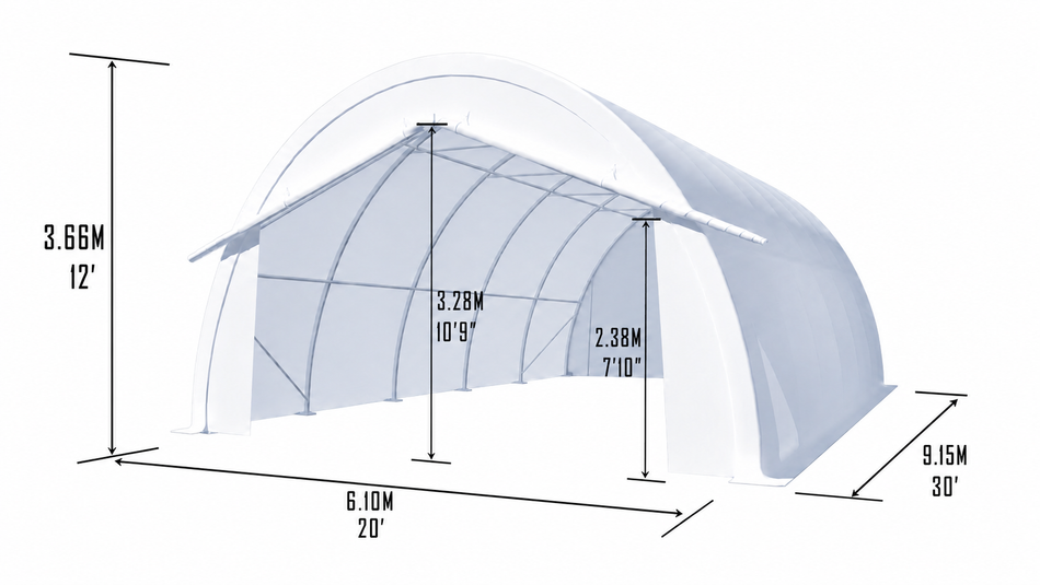 Gold Mountain Single Truss Round Storage Shelter W20'xL30'xH12'