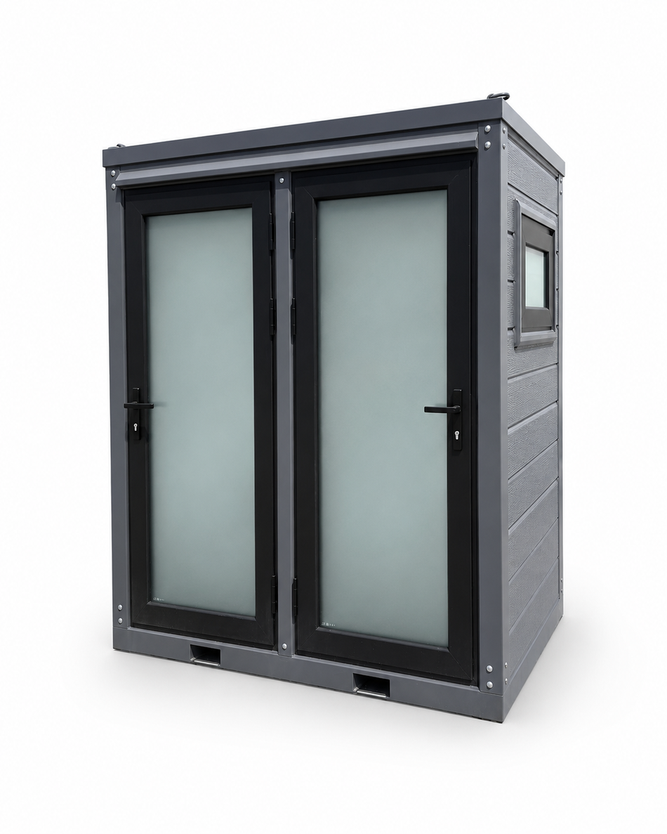Bastone Portable Restroom 2 Private Toilet Stalls(Glass Door)