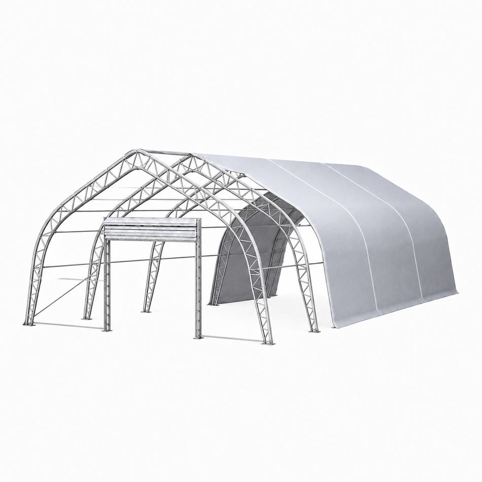 Double Truss Peak M Model Storage Shelter W40'xL40'xH22'