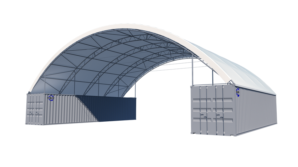 Double Truss Shipping Container Canopy Shelter 60'x40'x22' - Model M
