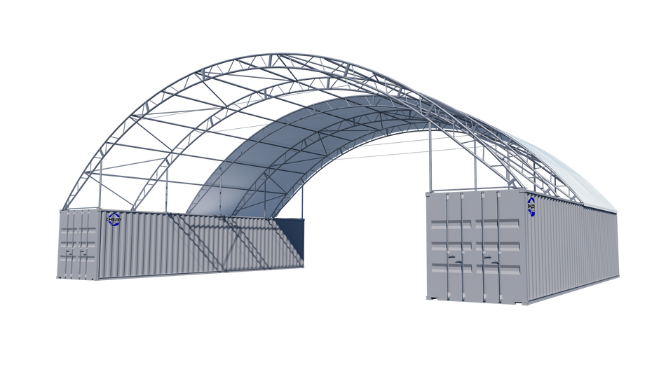 Double Truss Shipping Container Canopy Shelter 60'x40'x22' - Model M