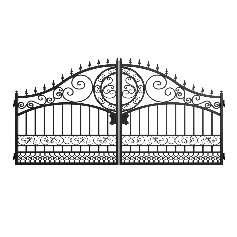 Greatbear Dual Swing Wrought Iron Gate with Curved Pattern