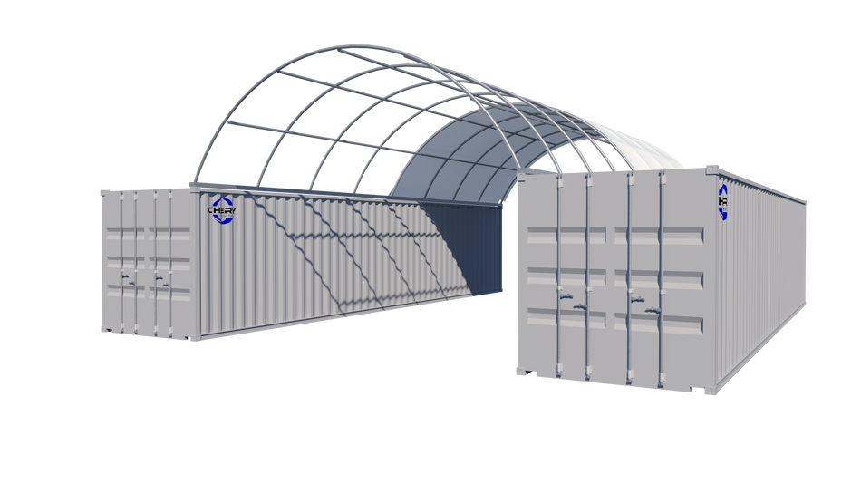 Gold Mountain Single Truss Shipping Container Canopy Shelter 20'x40'x6.5' 1.2m Arch space 300g PE