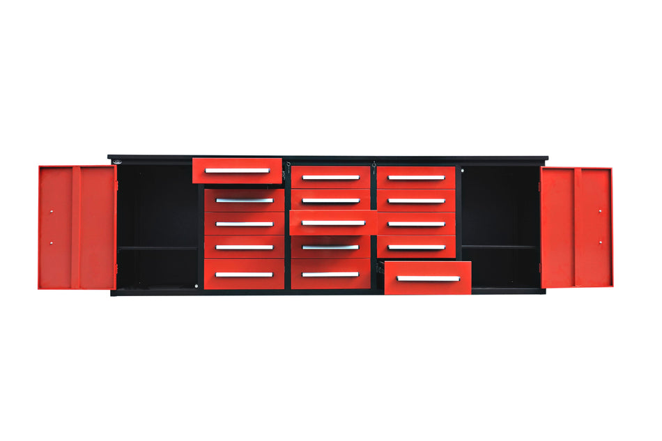 Steelman 10' Garage Cabinet Workbench (15 Drawers & 2 Cabinets)