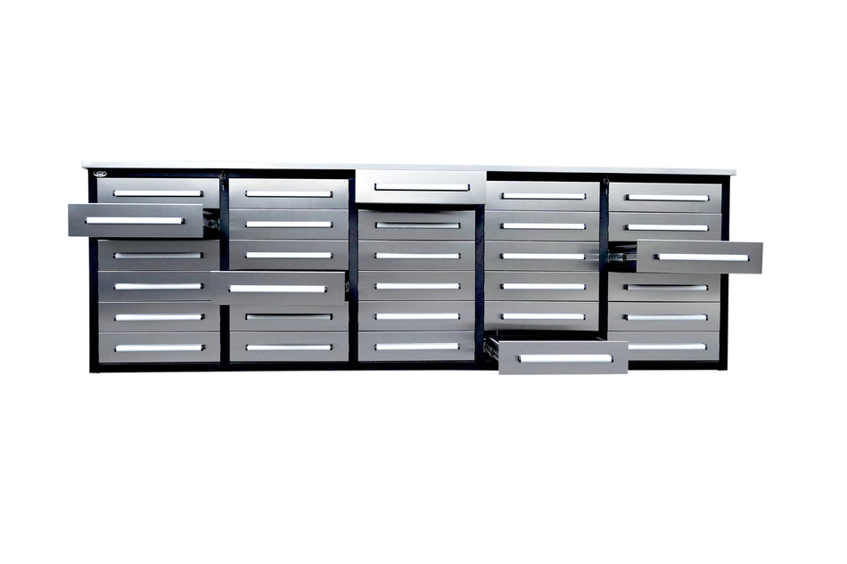 Steelman 10' Stainless Steel Garage Cabinet Workbench (30 Drawers)