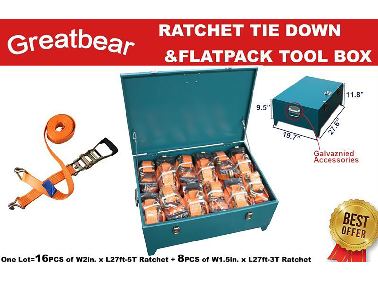 Greatbear Ratchet Tie Down Straps